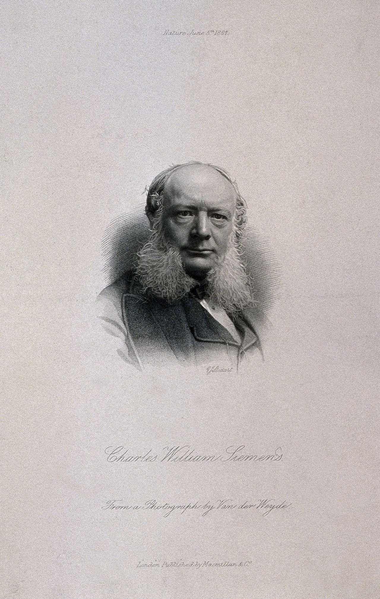 Sir Charles William Siemens. Stipple engraving by G. J. Stod Wellcome V0005428