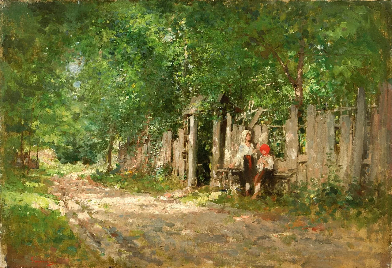Nicolae Grigorescu Fete lucrand la poarta